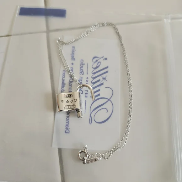Pristine Authentic Tiffany & Co. Padlock Charm Pendant Necklace - Picture 6 of 13